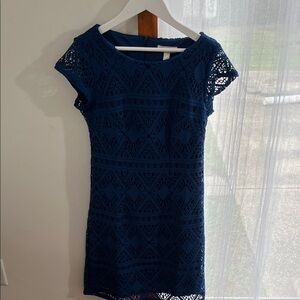 dressbarn Cobalt Blue Crochet Dress -Size 4